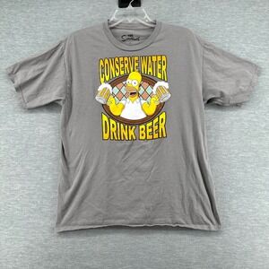 The Simpsons T Shirt Men's Large Gray Homer Drink Beer Universal Graphic